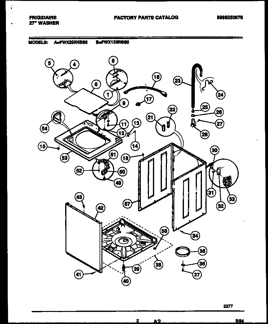 Frigidaire FWX233NBS0 cabinet parts diagram