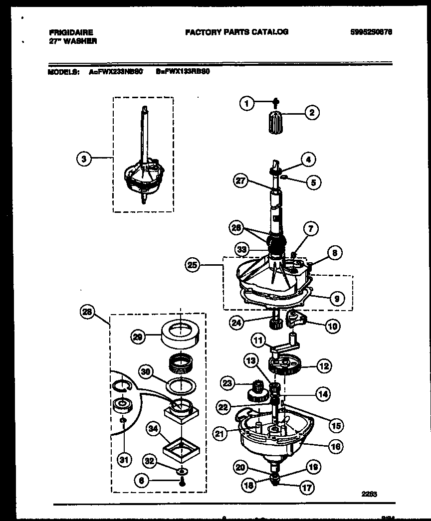 Frigidaire FWX233NBS0 transmission parts diagram