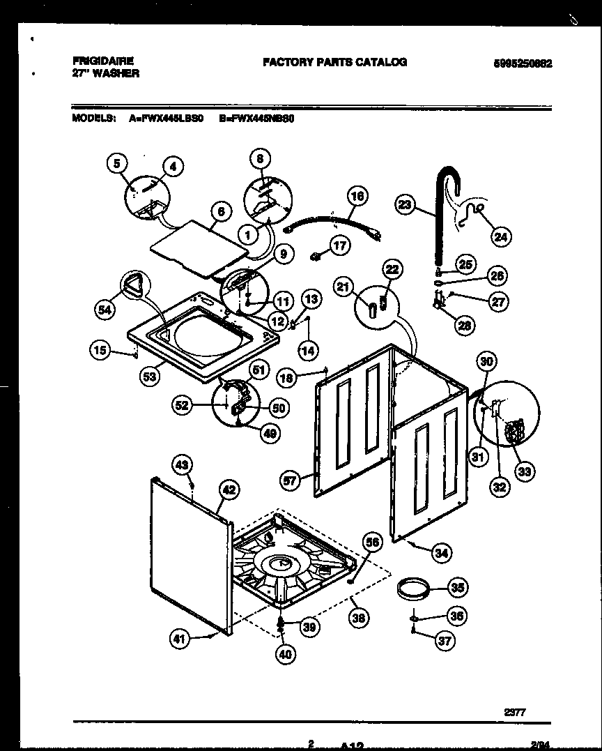 Frigidaire FWX445NBS0 cabinet parts diagram