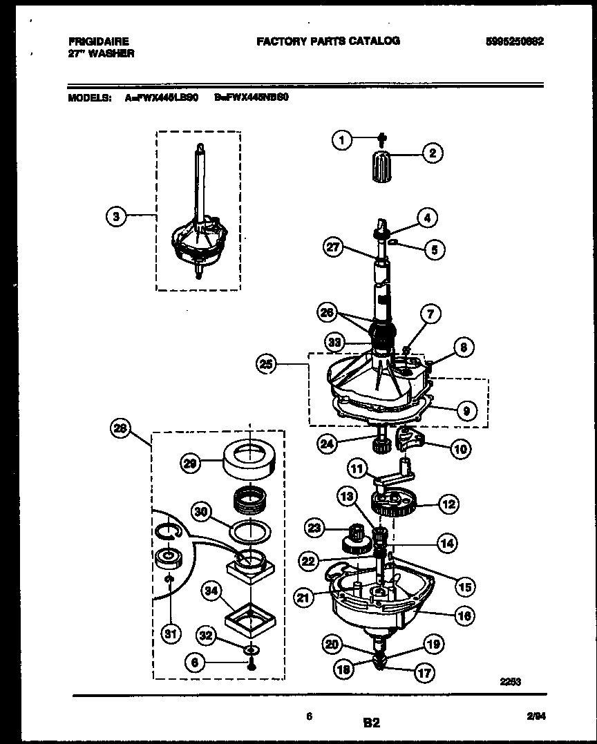 Frigidaire FWX445NBS0 transmission parts diagram