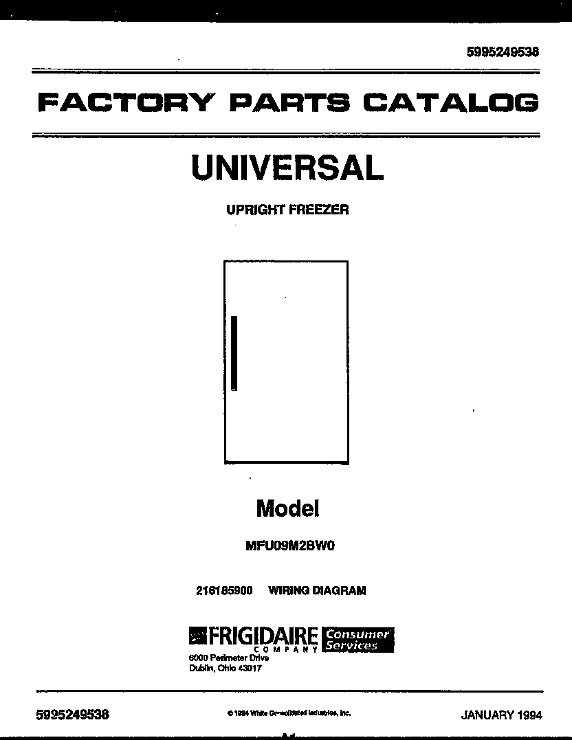 Universal/Multiflex (Frigidaire) MFU09M2BW0 null diagram