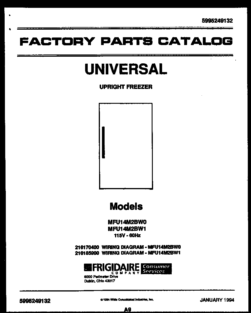 Universal/Multiflex (Frigidaire) MFU14M2BW0 null diagram