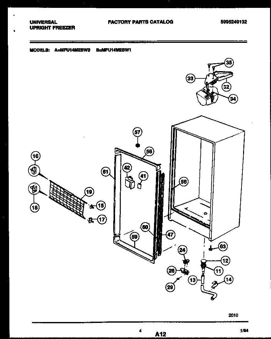 Universal/Multiflex (Frigidaire) MFU14M2BW0 cabinet parts diagram