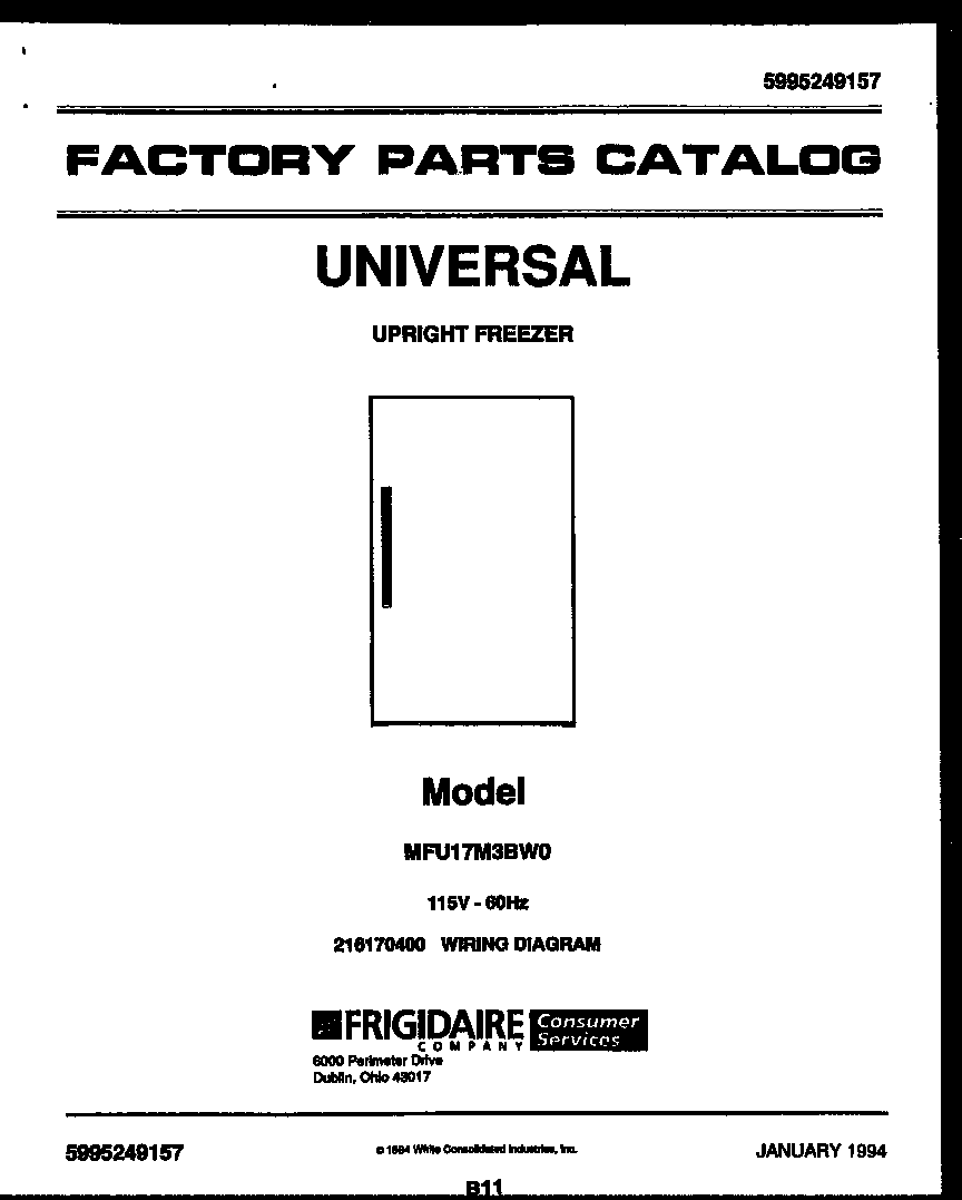 Universal/Multiflex (Frigidaire) MFU17M3BW0 null diagram