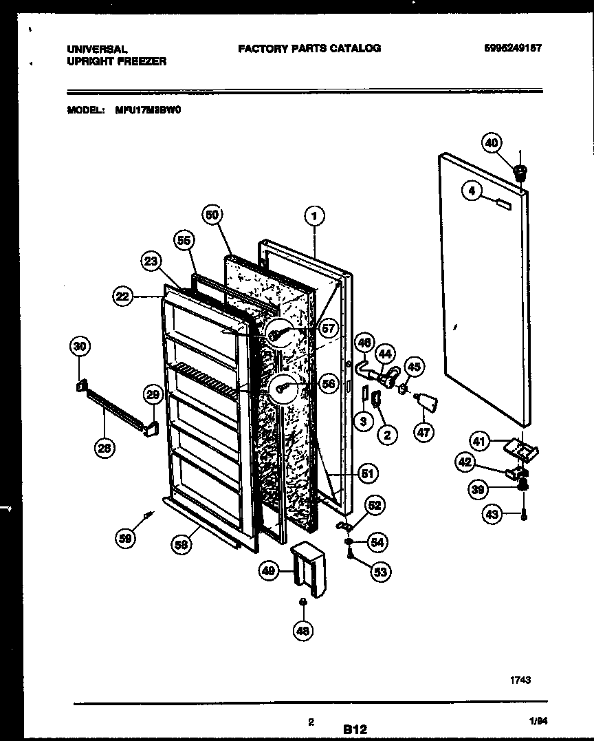 Universal/Multiflex (Frigidaire) MFU17M3BW0 door parts diagram
