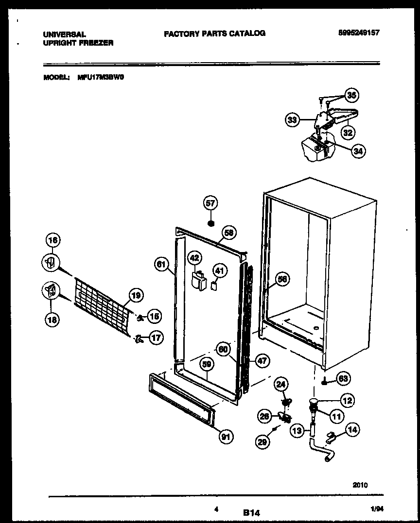 Universal/Multiflex (Frigidaire) MFU17M3BW0 cabinet parts diagram