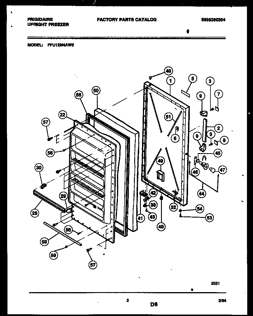Frigidaire FFU12M4AW5 door parts diagram
