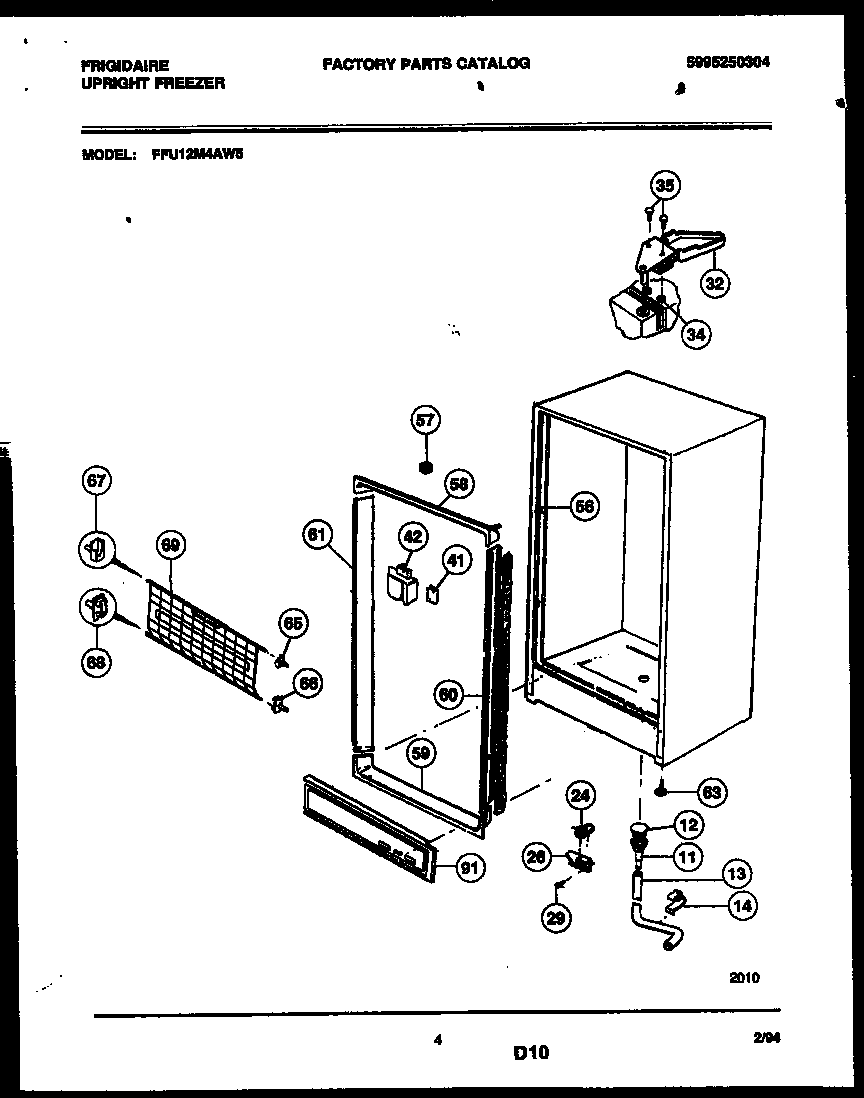 Frigidaire FFU12M4AW5 cabinet parts diagram