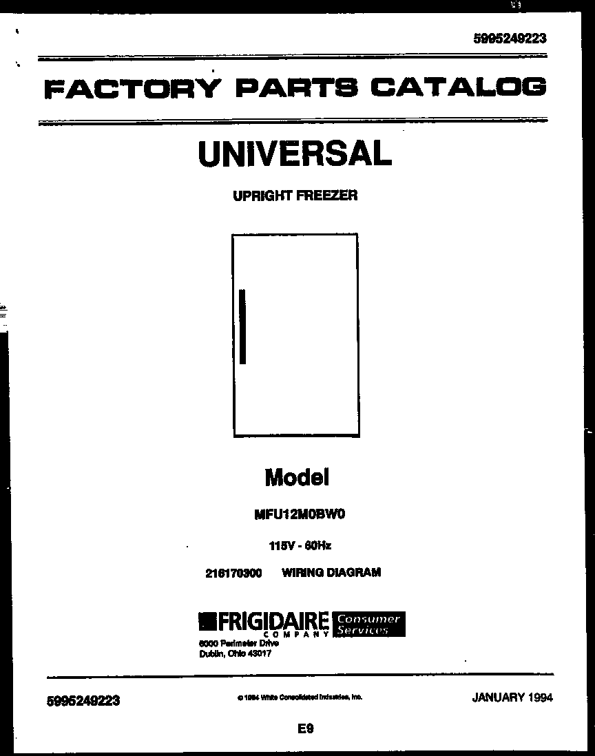 Universal/Multiflex (Frigidaire) MFU12M0BW0 null diagram