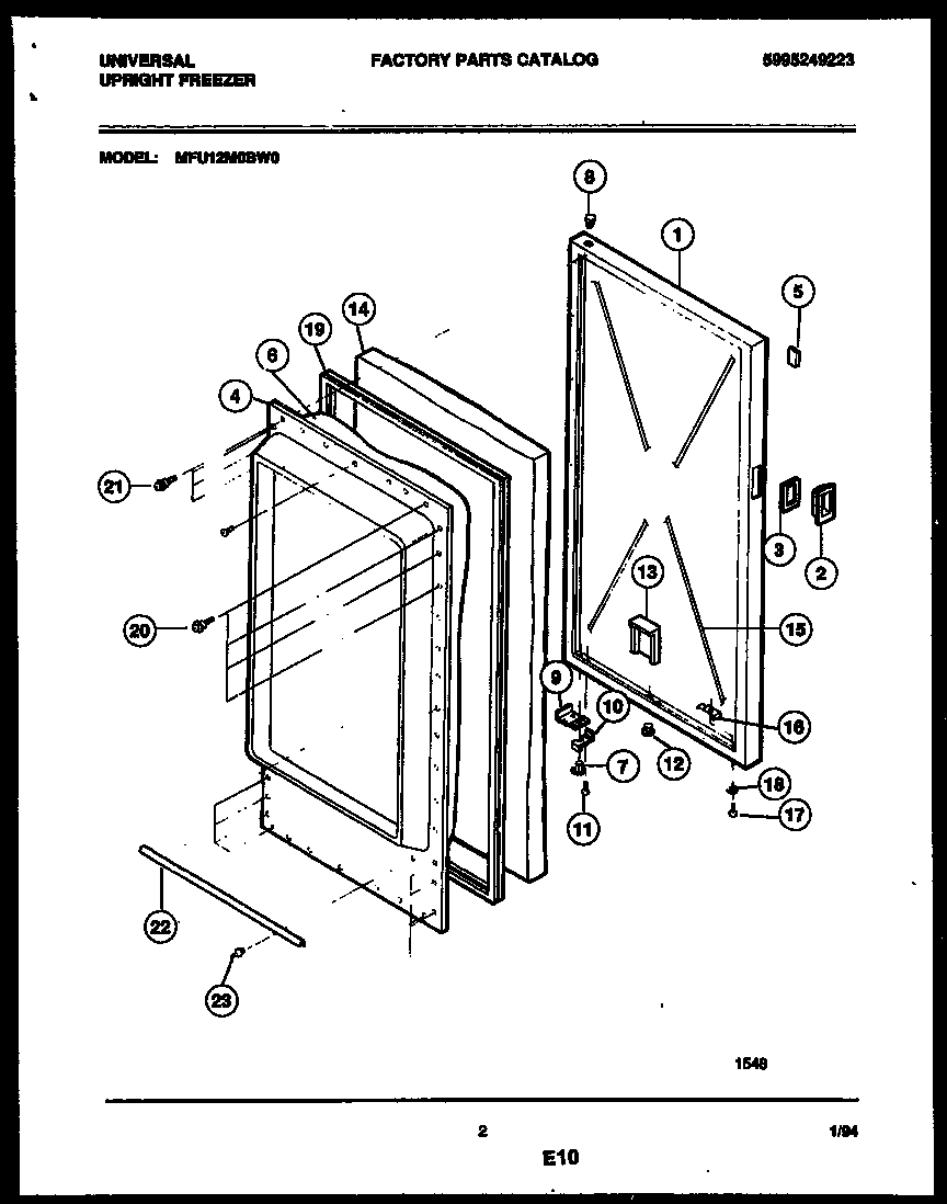 Universal/Multiflex (Frigidaire) MFU12M0BW0 door parts diagram