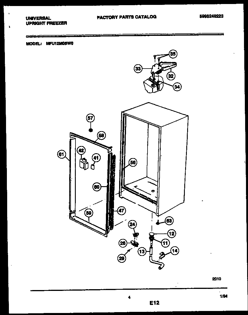 Universal/Multiflex (Frigidaire) MFU12M0BW0 cabinet parts diagram