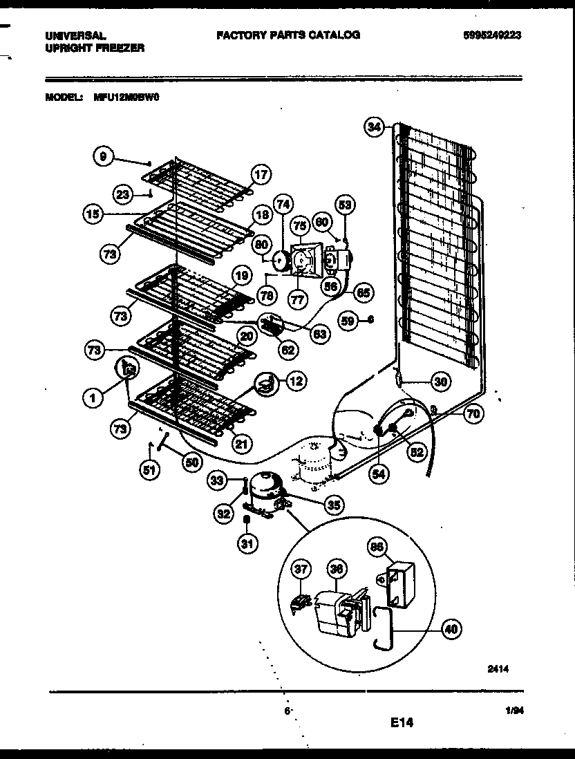Universal/Multiflex (Frigidaire) MFU12M0BW0 system and electrical parts diagram