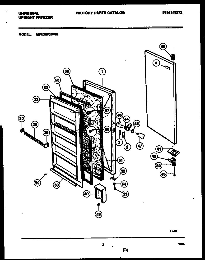 Universal/Multiflex (Frigidaire) MFU20F3BW0 door parts diagram