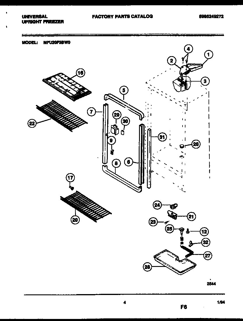 Universal/Multiflex (Frigidaire) MFU20F3BW0 cabinet parts diagram
