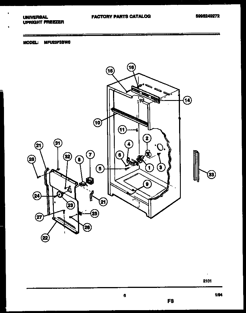 Universal/Multiflex (Frigidaire) MFU20F3BW0 interior parts diagram