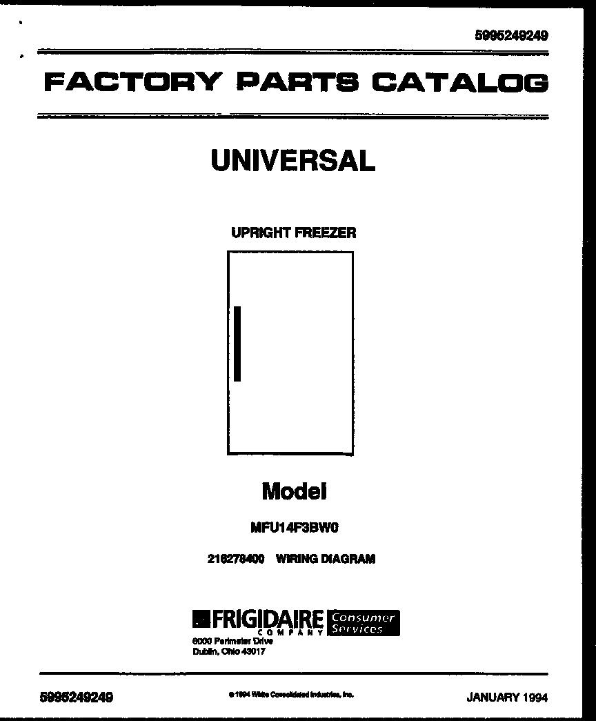 Universal/Multiflex (Frigidaire) MFU14F3BW0 null diagram
