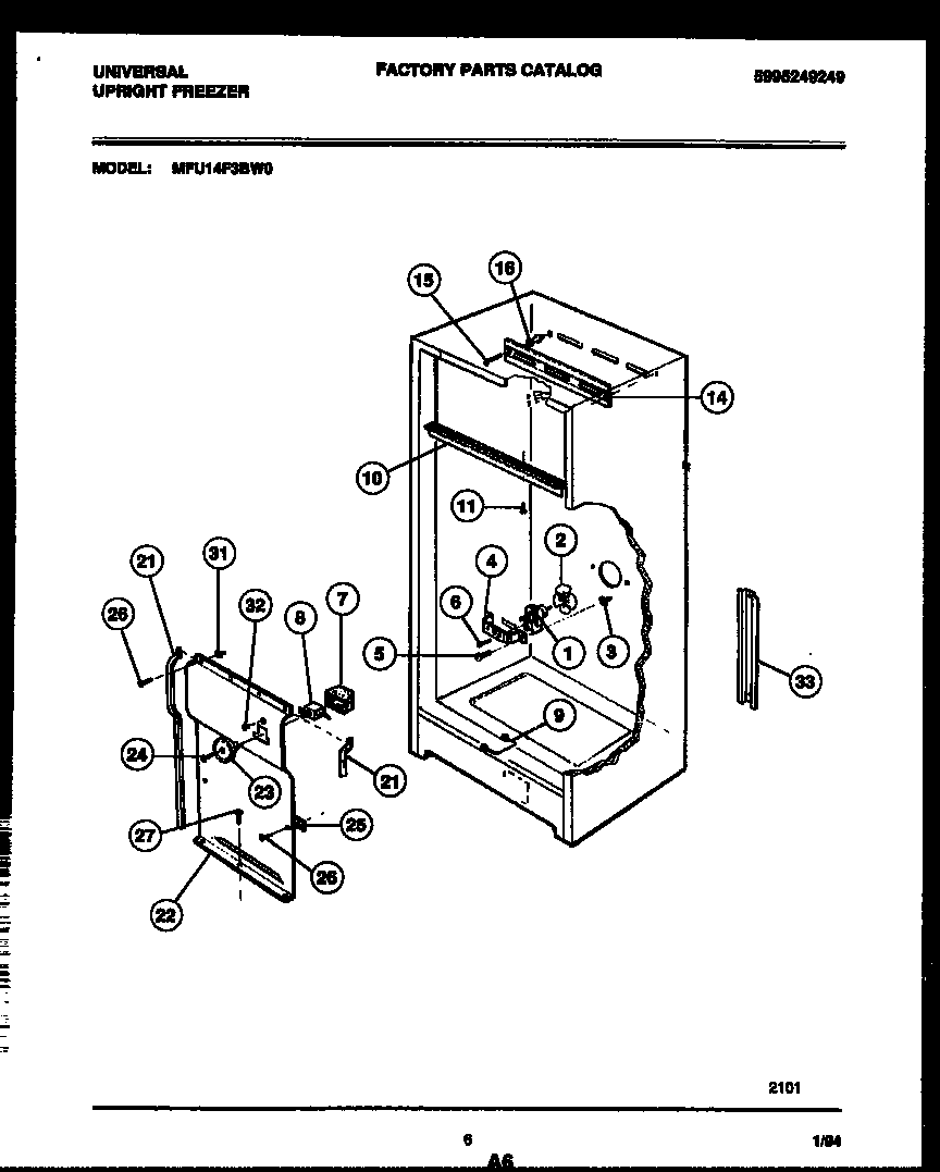 Universal/Multiflex (Frigidaire) MFU14F3BW0 interior parts diagram