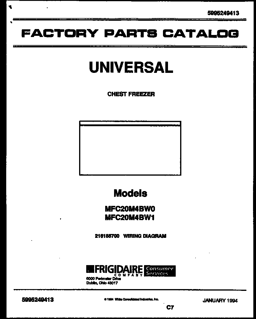 Universal/Multiflex (Frigidaire) MFC20M4BW0 null diagram