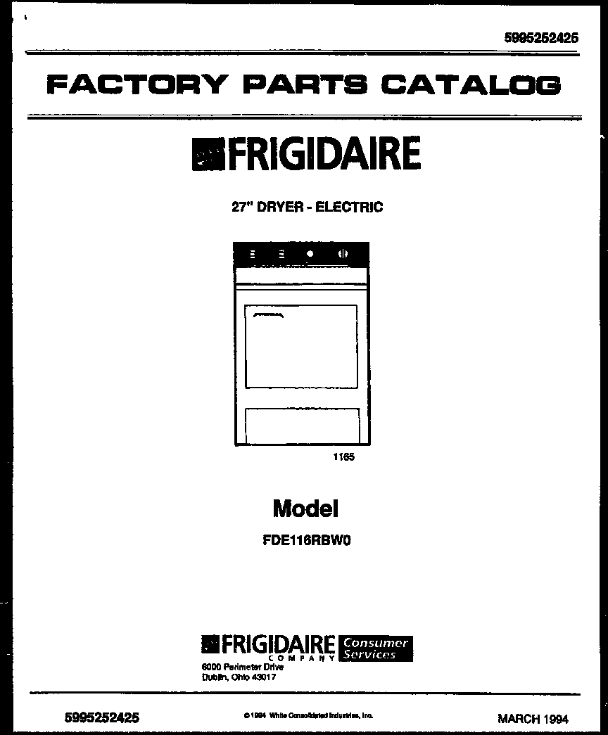 Frigidaire FDE116RBW0 null diagram