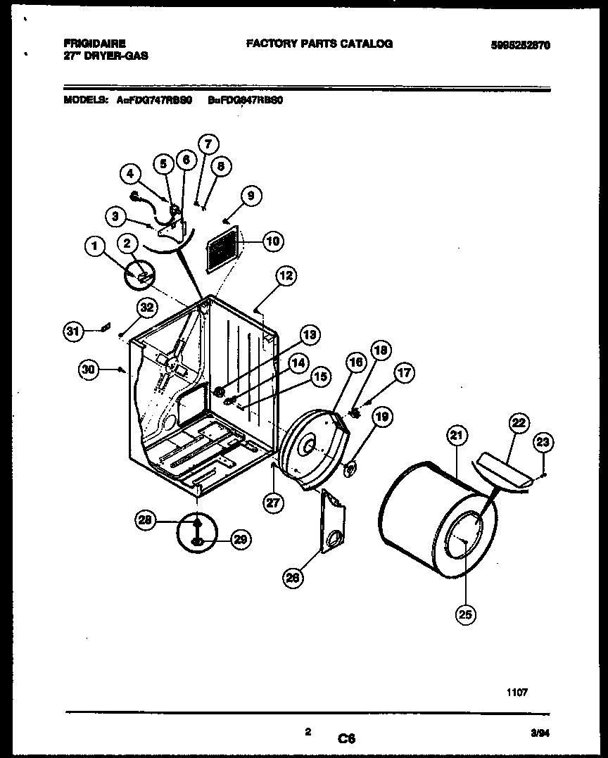 Frigidaire FDG847RBT0 cabinet and component parts diagram