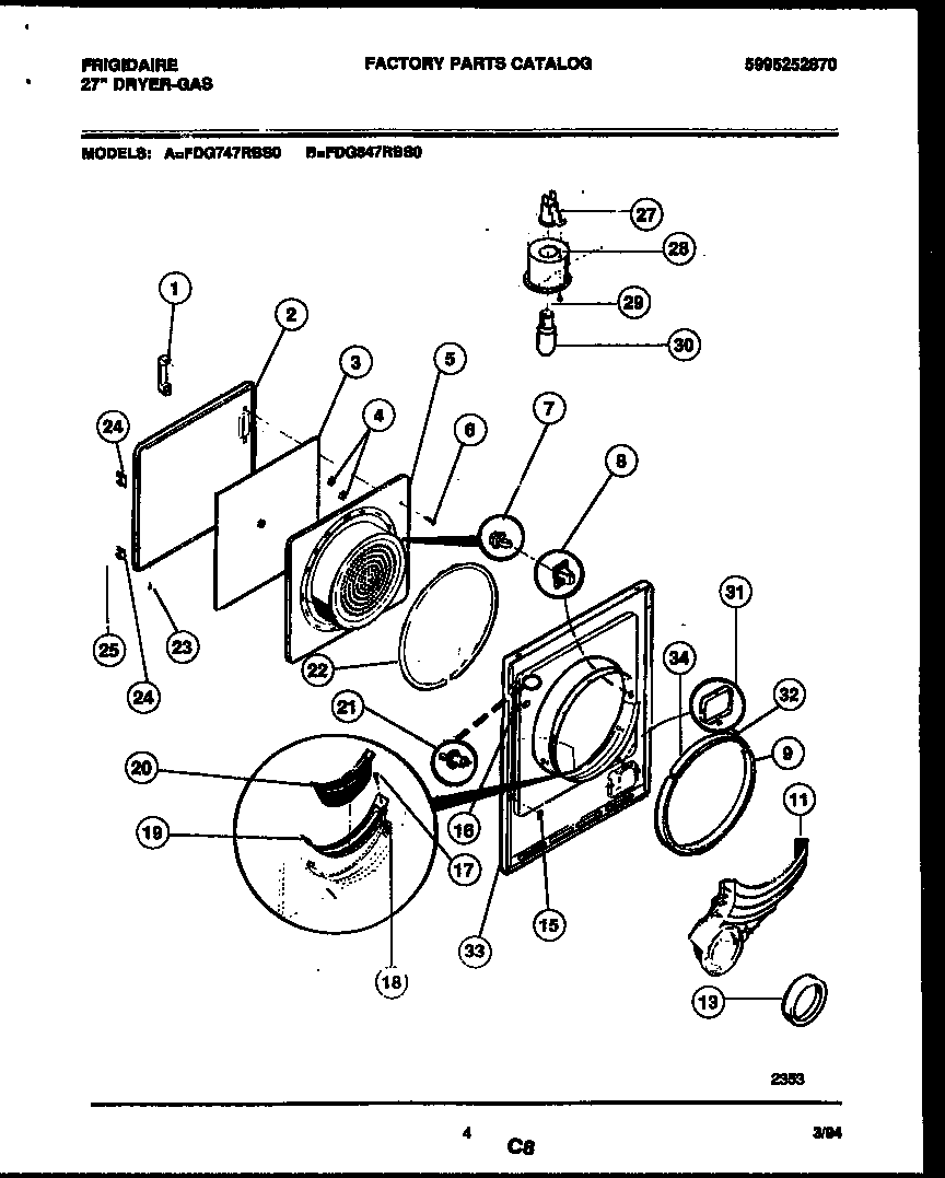 Frigidaire FDG847RBT0 door parts diagram