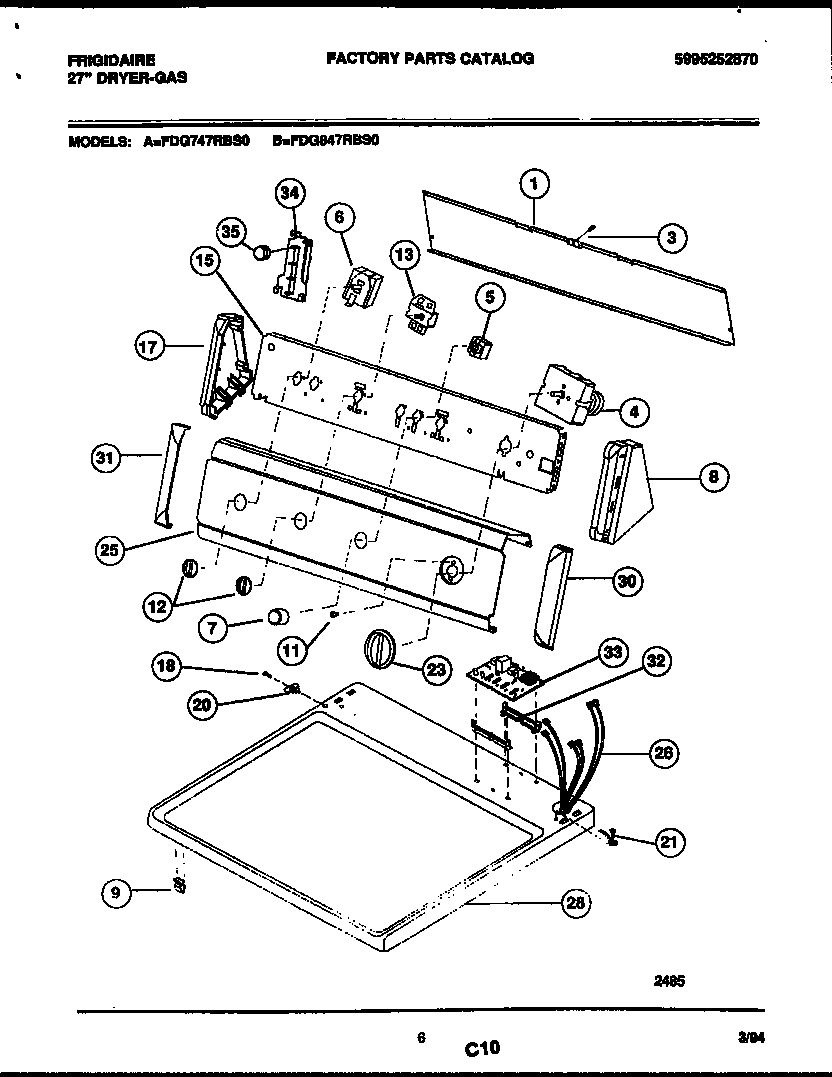 Frigidaire FDG847RBT0 console and control parts diagram