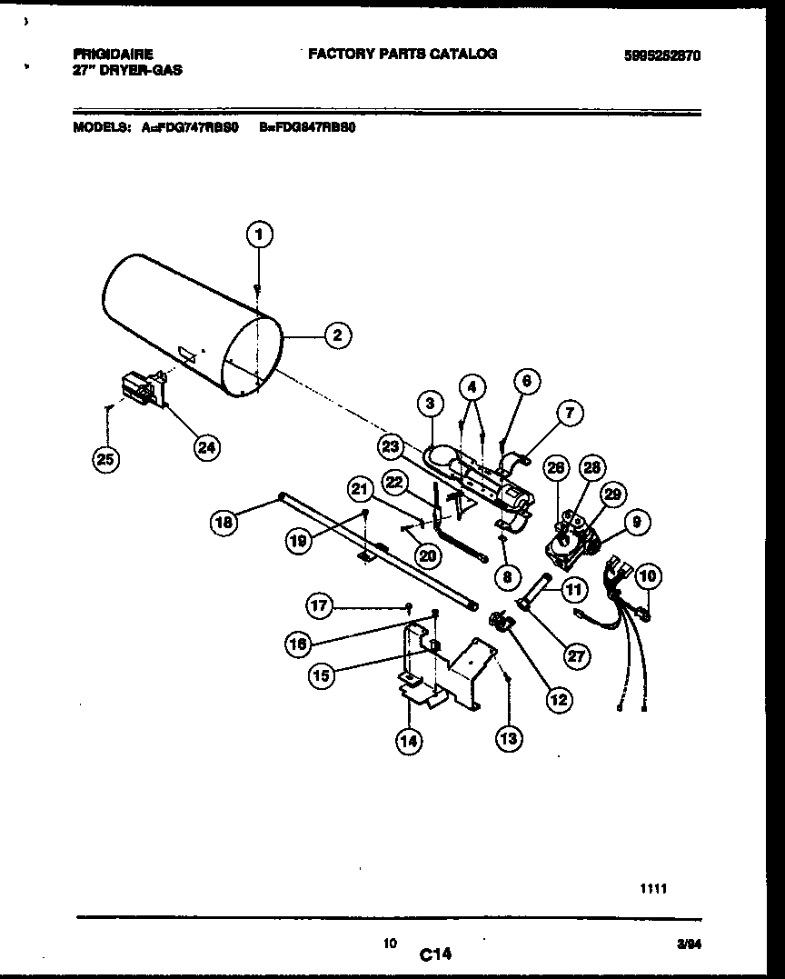 Frigidaire FDG847RBT0 burner, manifold and gas control diagram