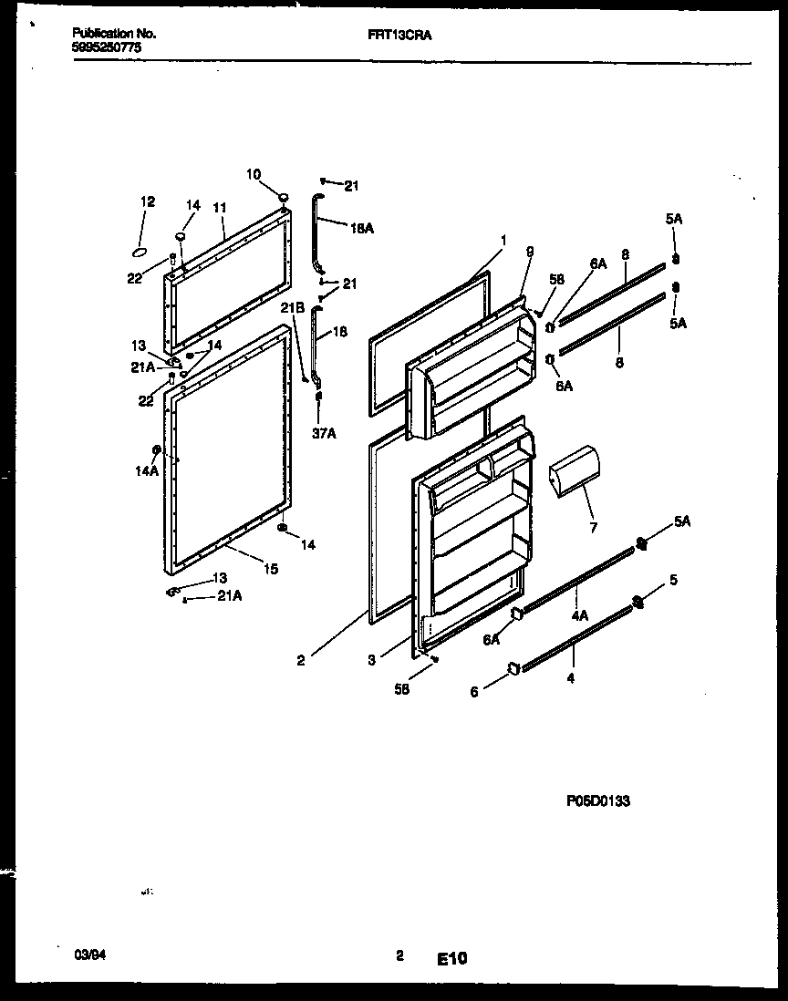 Frigidaire FRT13CRAZ0 door parts diagram