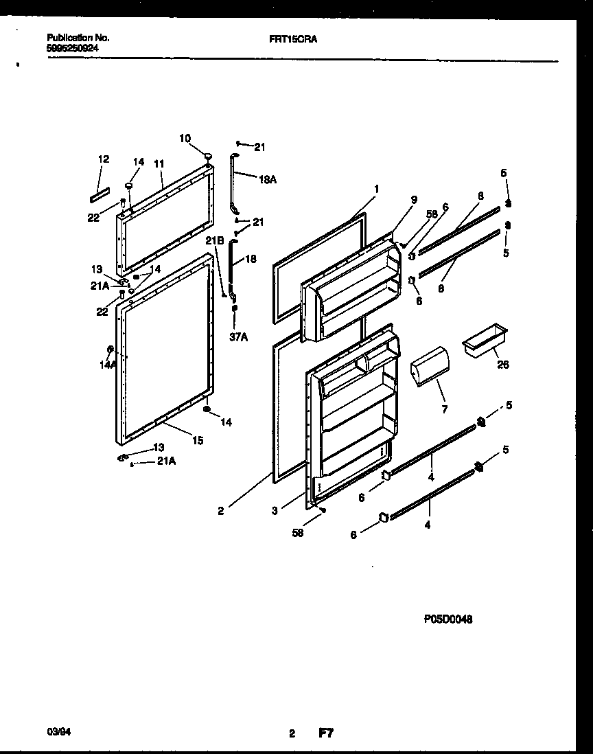 Frigidaire FRT15CRAZ0 door parts diagram