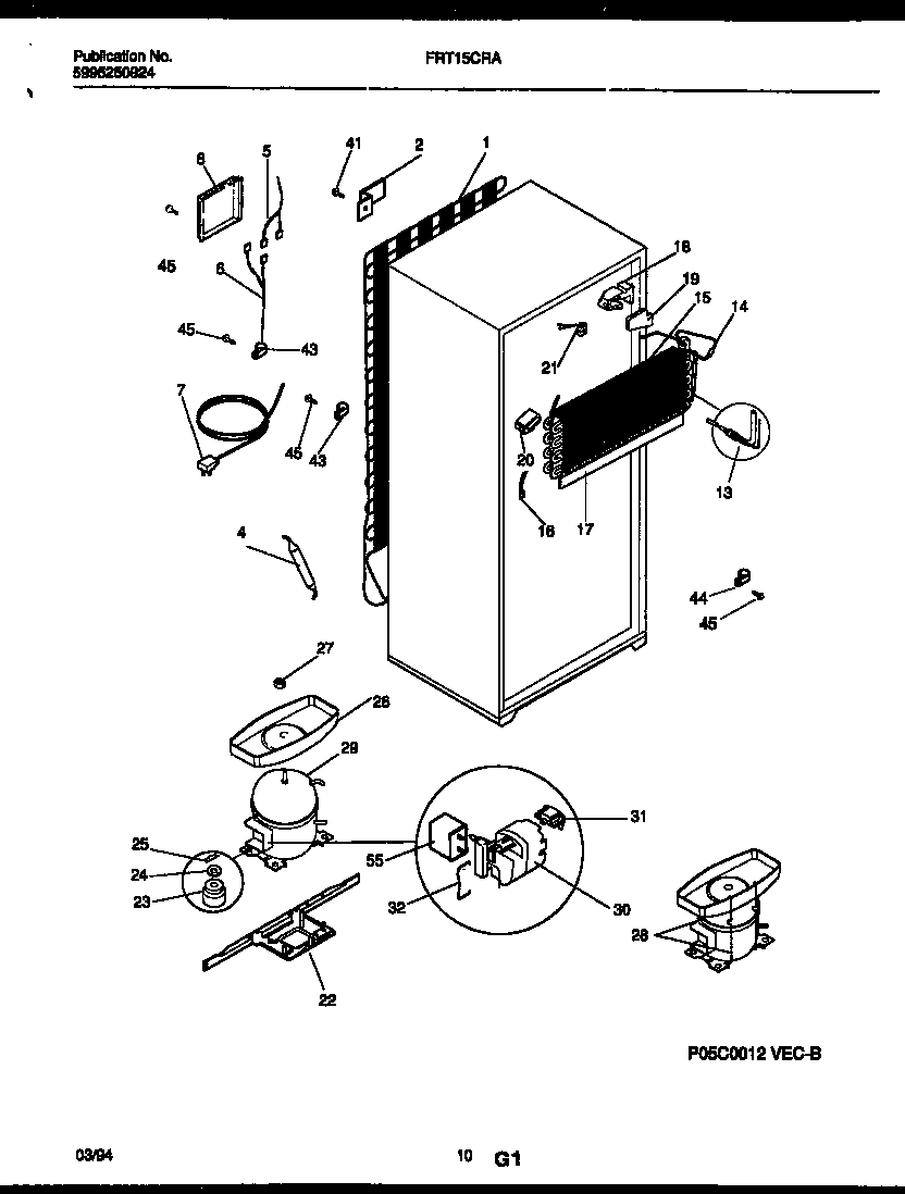 Frigidaire FRT15CRAZ0 system and automatic defrost parts diagram