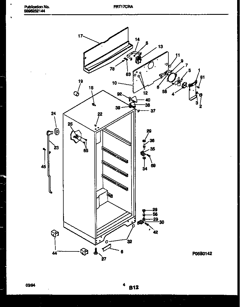 Frigidaire FRT17CRAW1 cabinet parts diagram