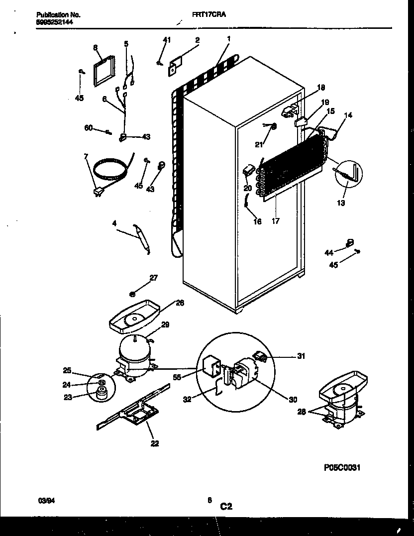 Frigidaire FRT17CRAW1 system and automatic defrost parts diagram