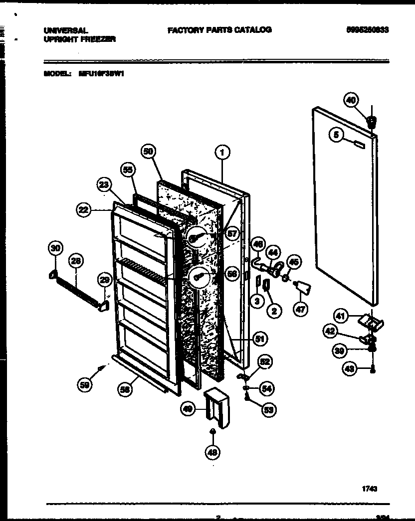 Universal/Multiflex (Frigidaire) MFU16F3BW1 door parts diagram
