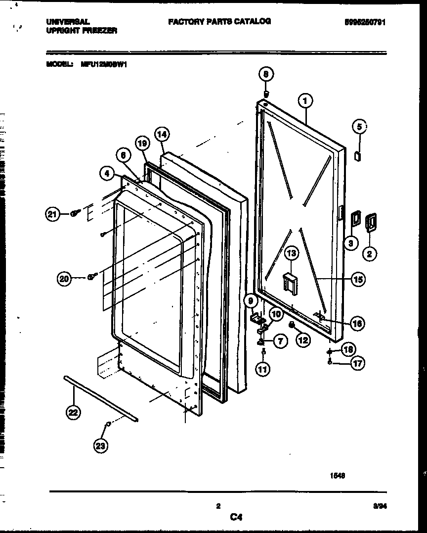 Universal/Multiflex (Frigidaire) MFU12M0BW1 door parts diagram