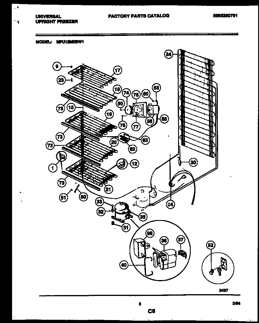 Universal/Multiflex (Frigidaire) MFU12M0BW1 system and electrical parts diagram