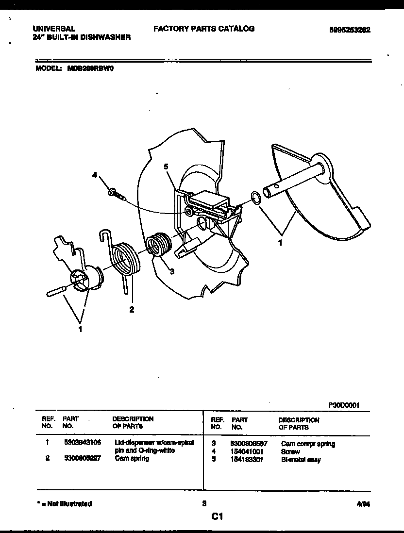 Universal/Multiflex (Frigidaire) MDB200RBW0 cam diagram