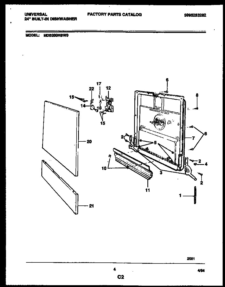 Universal/Multiflex (Frigidaire) MDB200RBW0 door parts diagram