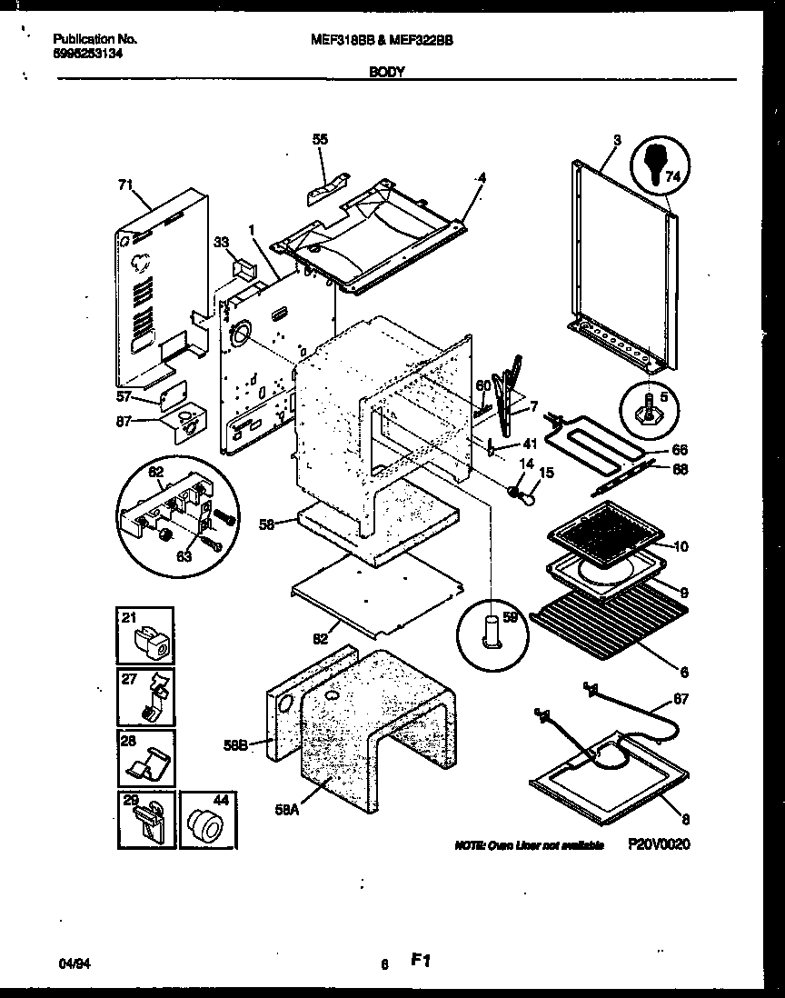 Universal/Multiflex (Frigidaire) MEF318BBWA body parts diagram