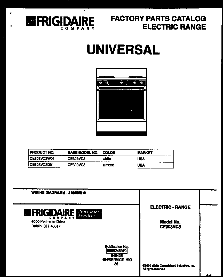 Kelvinator CE303VC3D1 cover diagram