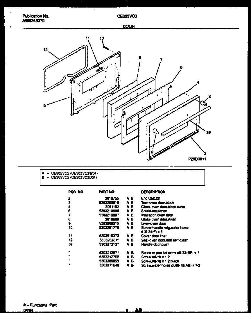 Kelvinator CE303VC3D1 door parts diagram