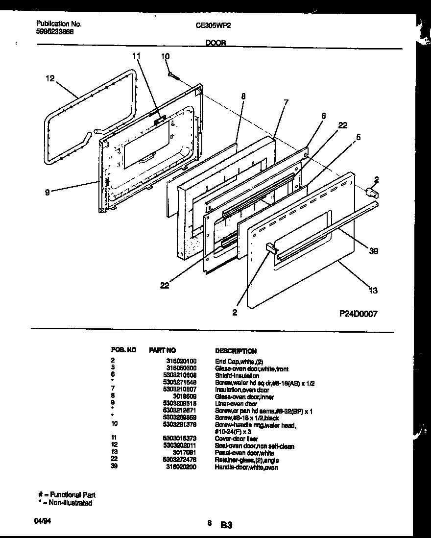 Frigidaire CE305WP2W1 door parts diagram