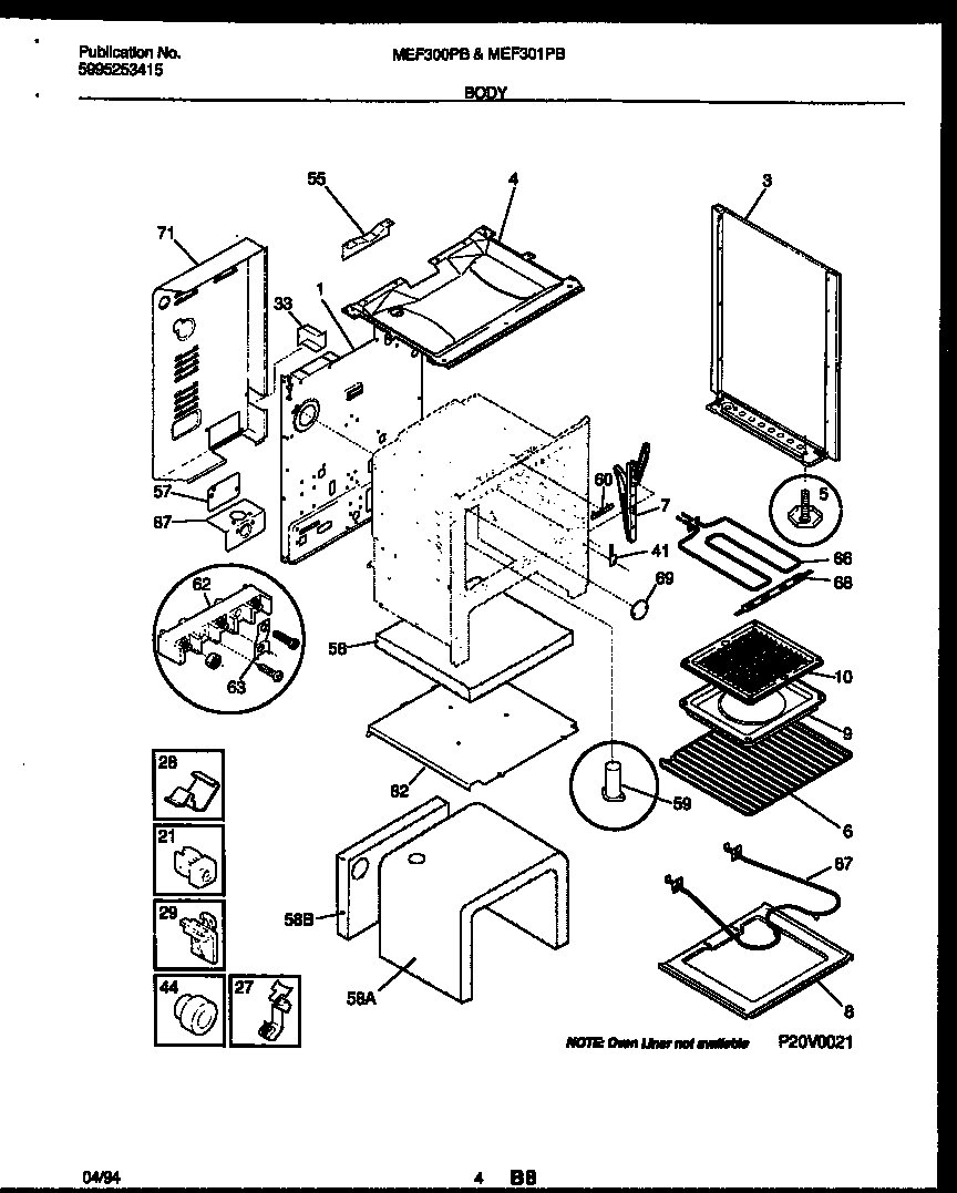 Universal/Multiflex (Frigidaire) MEF300PBWA body parts diagram