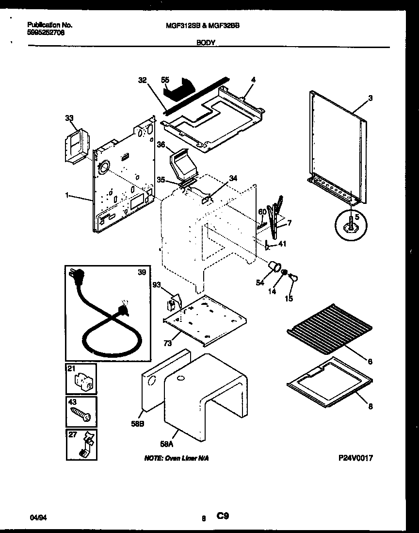 Universal/Multiflex (Frigidaire) MGF322BBWA body parts diagram