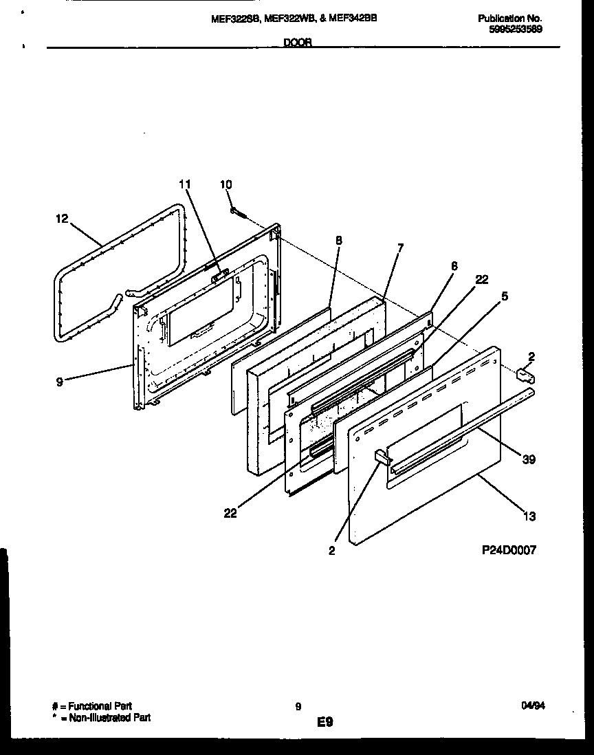 Universal/Multiflex (Frigidaire) MEF342BBDA door parts diagram