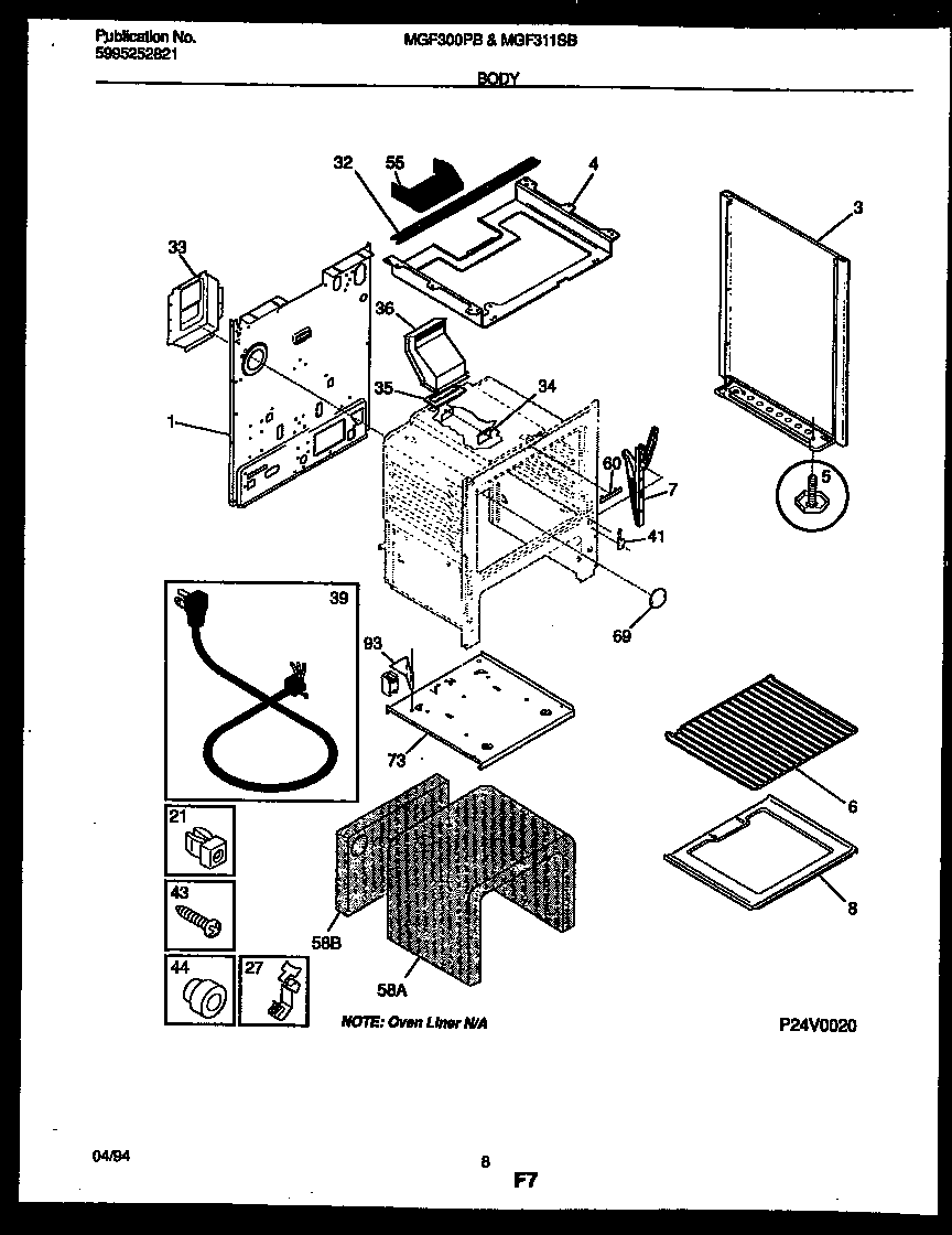 Universal/Multiflex (Frigidaire) MGF311SBWA body parts diagram