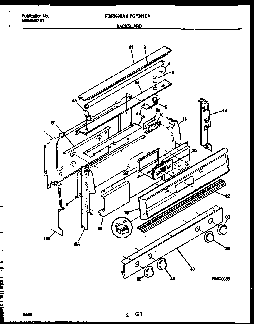 Frigidaire FGF363BADA backguard diagram