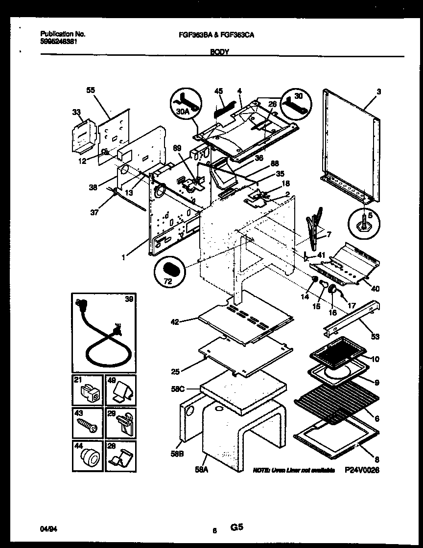 Frigidaire FGF363BADA body parts diagram