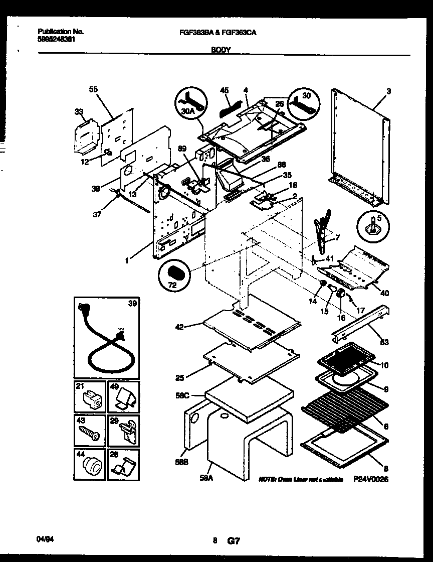 Frigidaire FGF363BADA body parts diagram