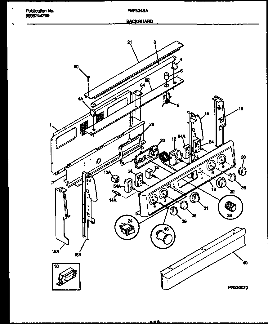 Frigidaire FEF334SAWA backguard diagram