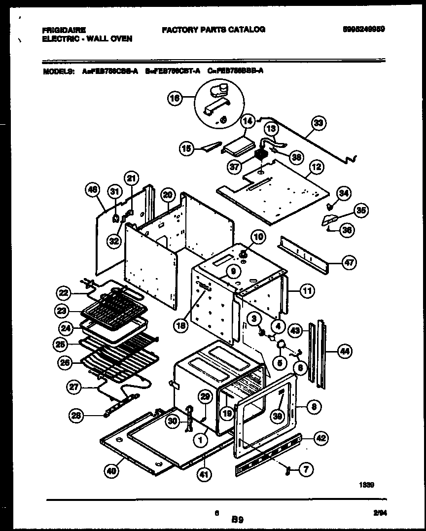 Frigidaire FEB756CBSA body parts diagram